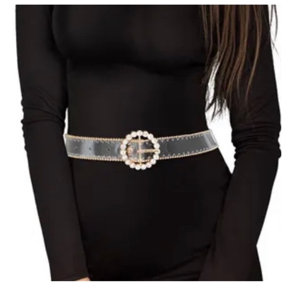 Gold Crystal Buckle Transparent Belt - Picture 2 of 2